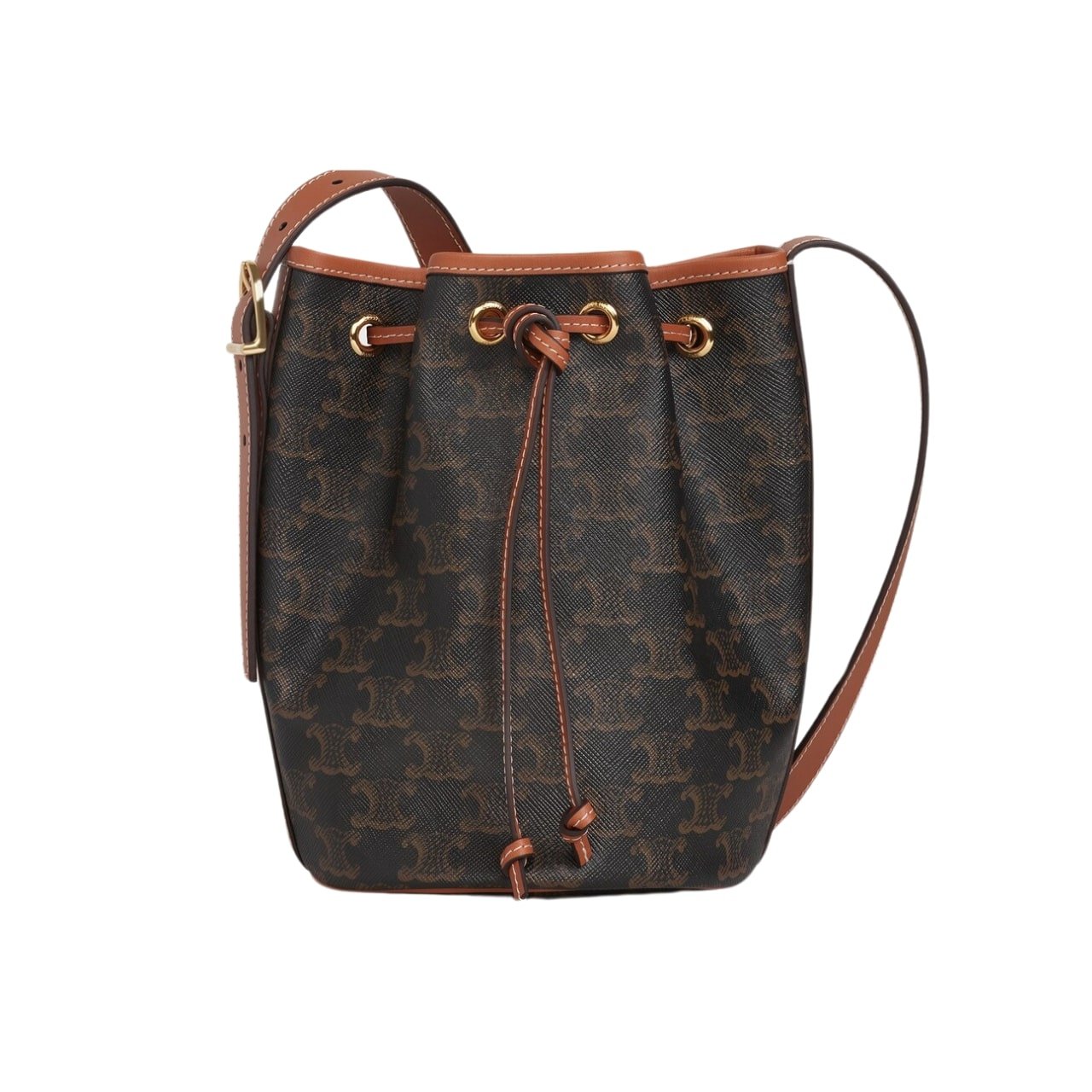 Ce1i*e Small Drawstring Bag In Triomphe Canvas Tan 17Cm 191142Bzj 04Lu