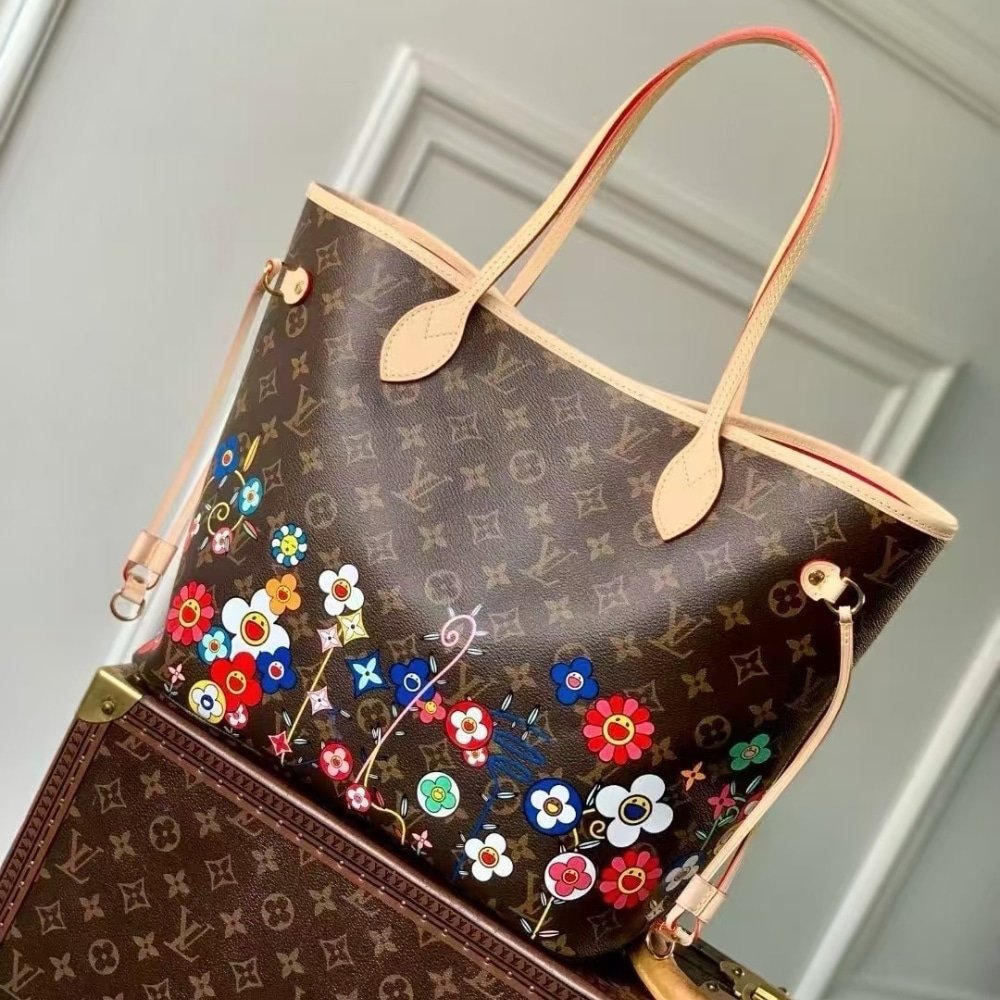 L0vis Vvtt0n X Takashi Murakami Neverfull MM S*perflat Brown 32Cm M13271