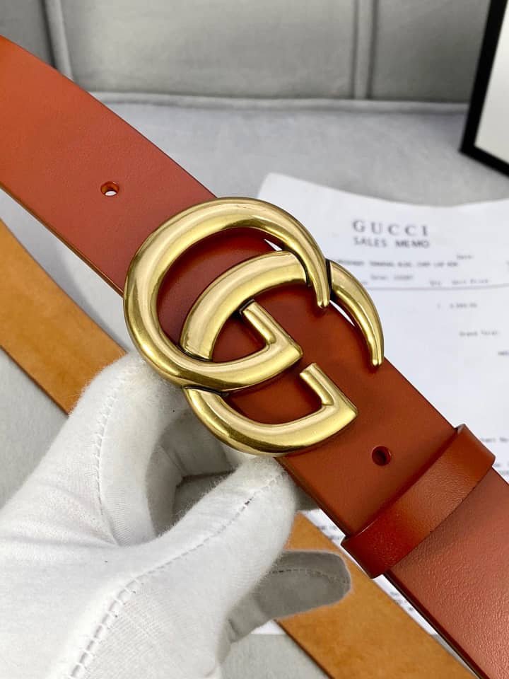 Gvc*1 Gg Marmont Gold Logo Belt Brown