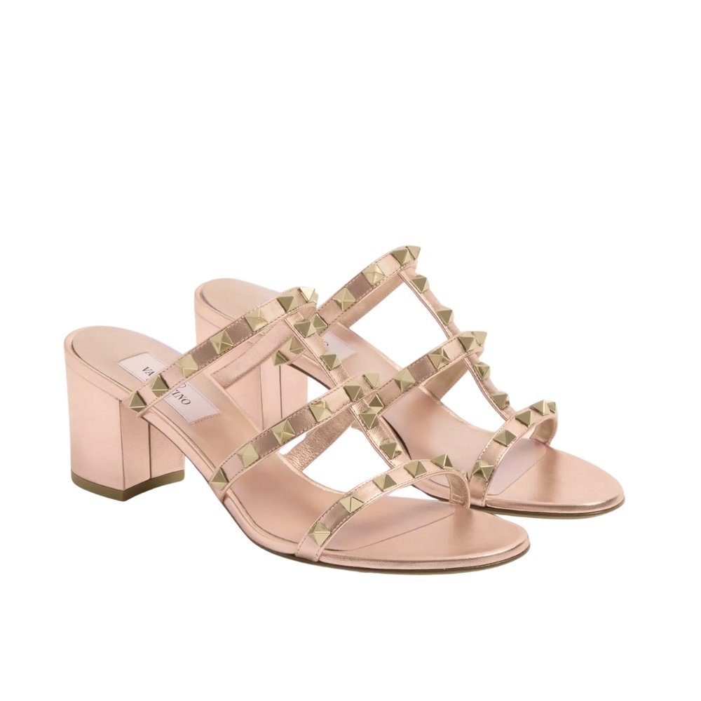 Va1e*ntin0 Garavani Rockstud Slide Sandal In Laminated Nappa Beige 7W2S0C47Vod P45
