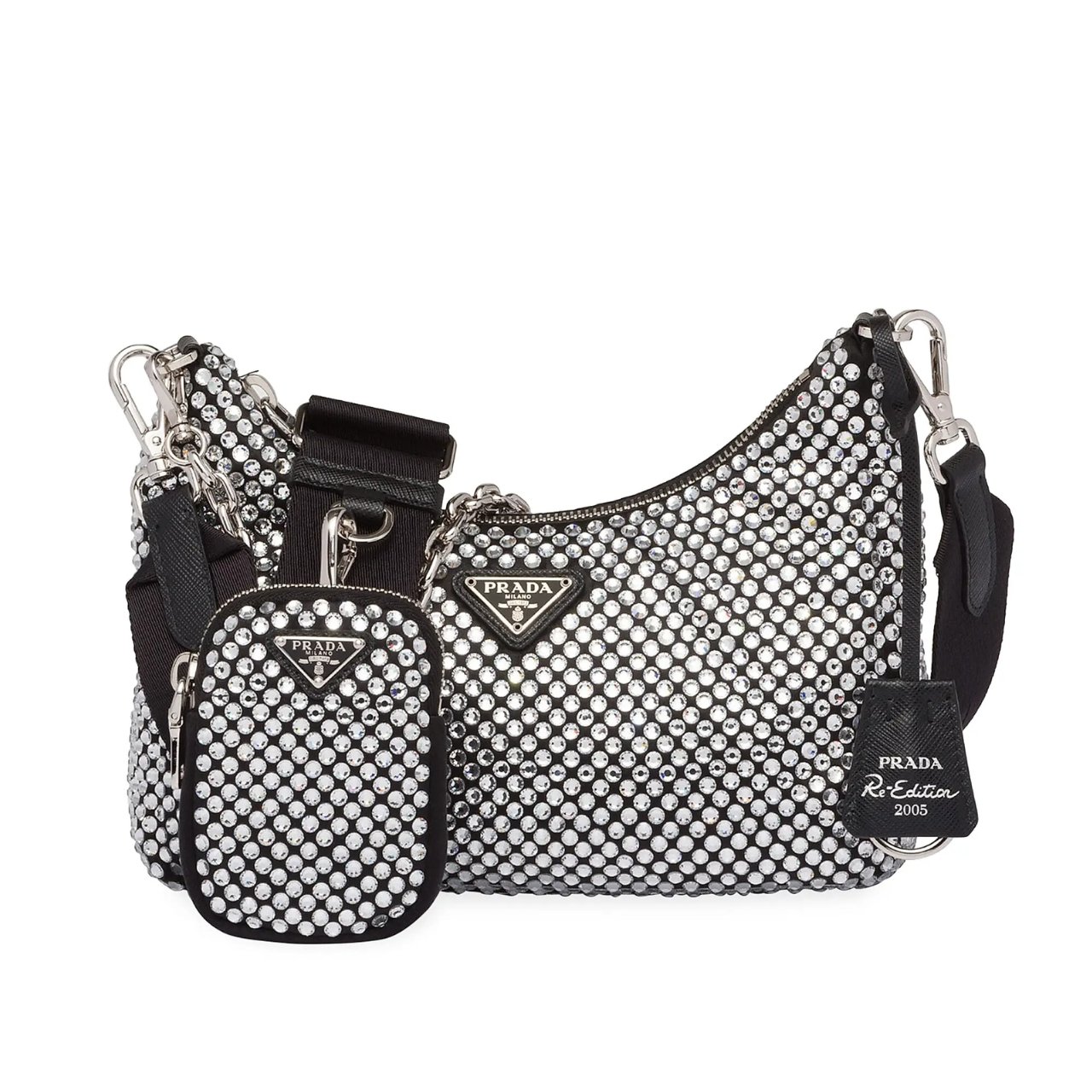 Pra*a Re Edition 2005 Satin Bag With Crystals 23Cm 1Bh204 2Awl F0T7O V V9L