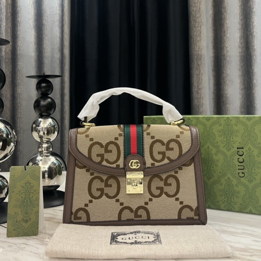 Gvc*1 Ophidia Small Jumbo Gg Bag Camel Ebony 25Cm 651055 Ukmdg 2570