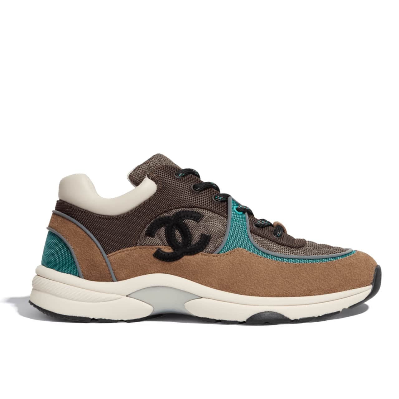 Ch**el Cc Logo Low Top Trainer Sneakers Brown And White G38301 Y55434 K3161