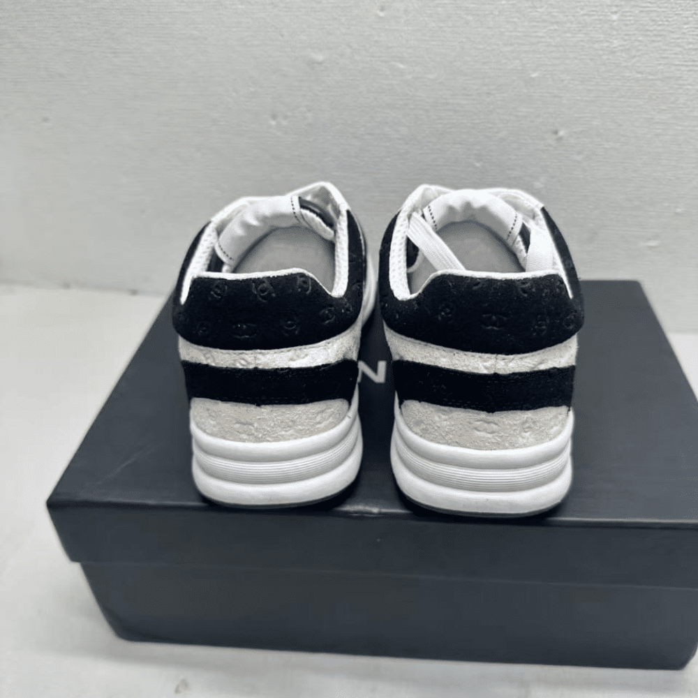 Ch**el Printed Suede Sneaker White And Black G39230 X56689 K4718
