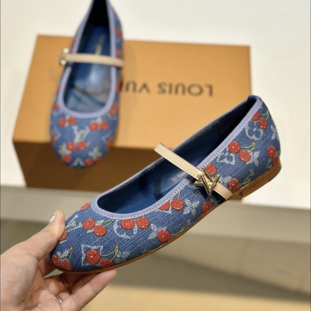 L0vis Vvtt0n X Takashi Murakami Romy Flat Ballerina Monogram Cherry Denim 1Ahkov