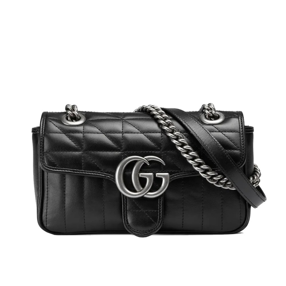 Gvc*1 Gg Marmont Mini Shoulder Bag Black 22Cm 446744 Um8An 1000