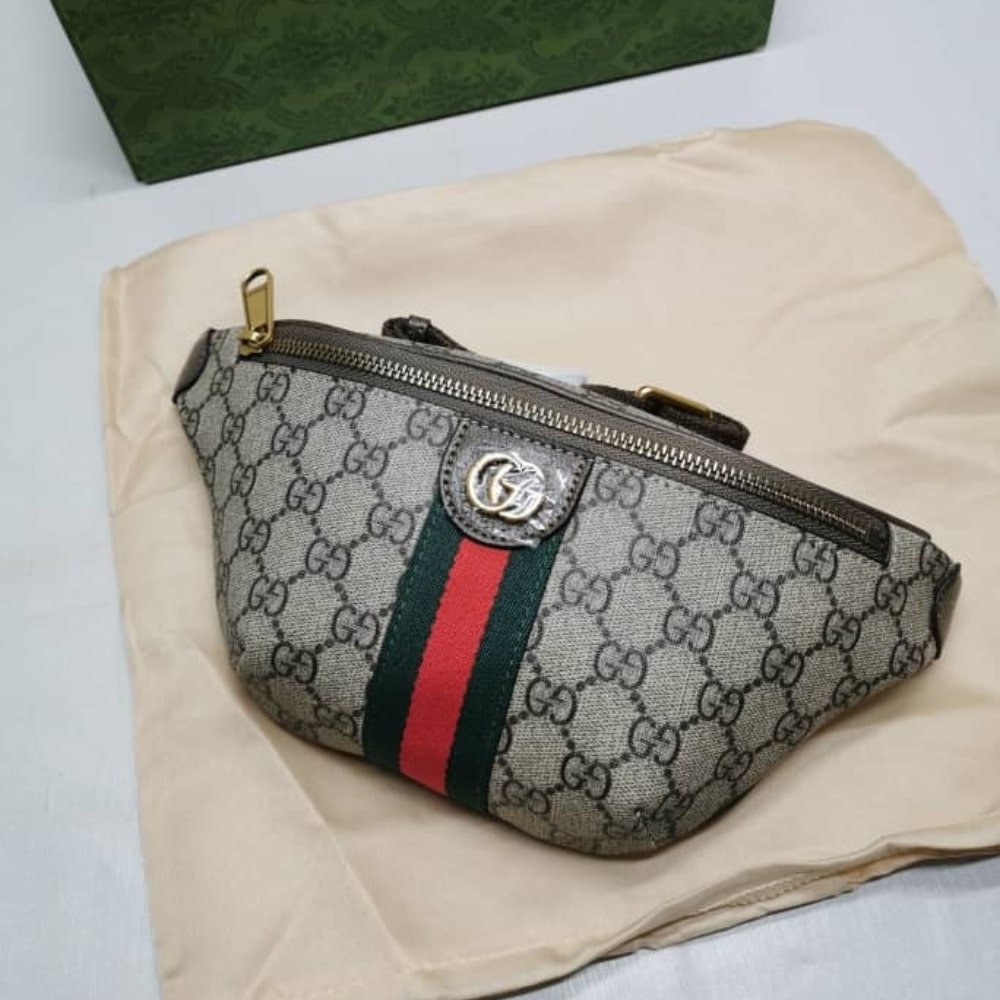 Gvc*1 Ophidia Small Belt Bag Beige And Dark Brown 30Cm ‎‎839106 Faeof 9745