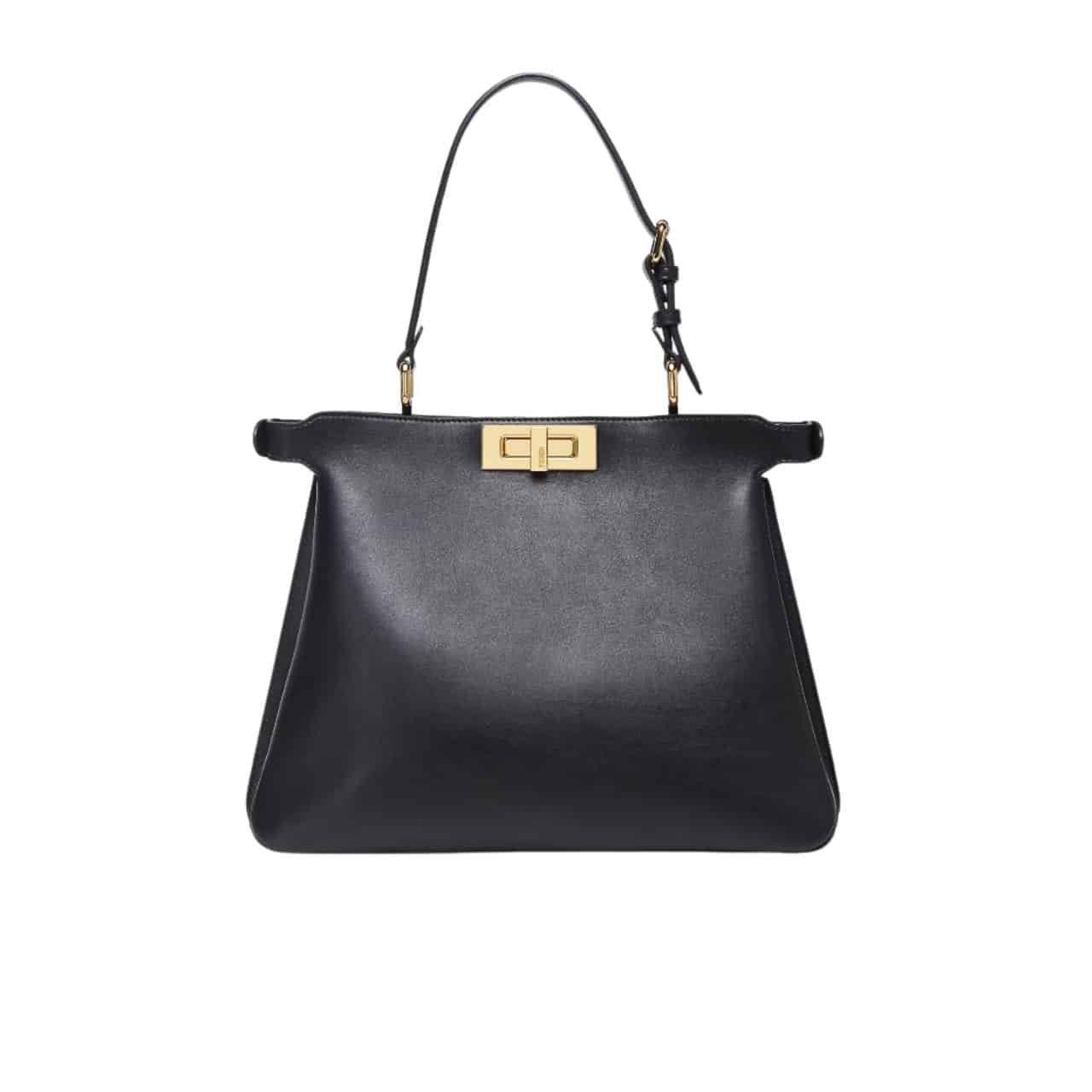 F**di Peekaboo Soft Medium Leather Bag Black 33Cm