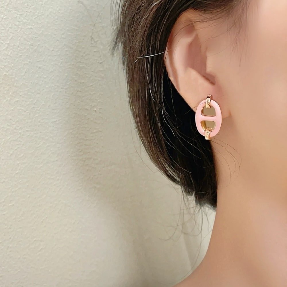 H**me5 Mini Maillon Earrings Light Pink