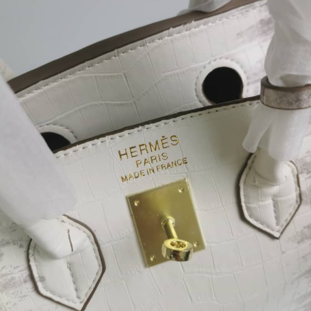 H**me5 Birkin 30 Niloticus Himalaya Blanc Finish Gold Kelly 30Cm