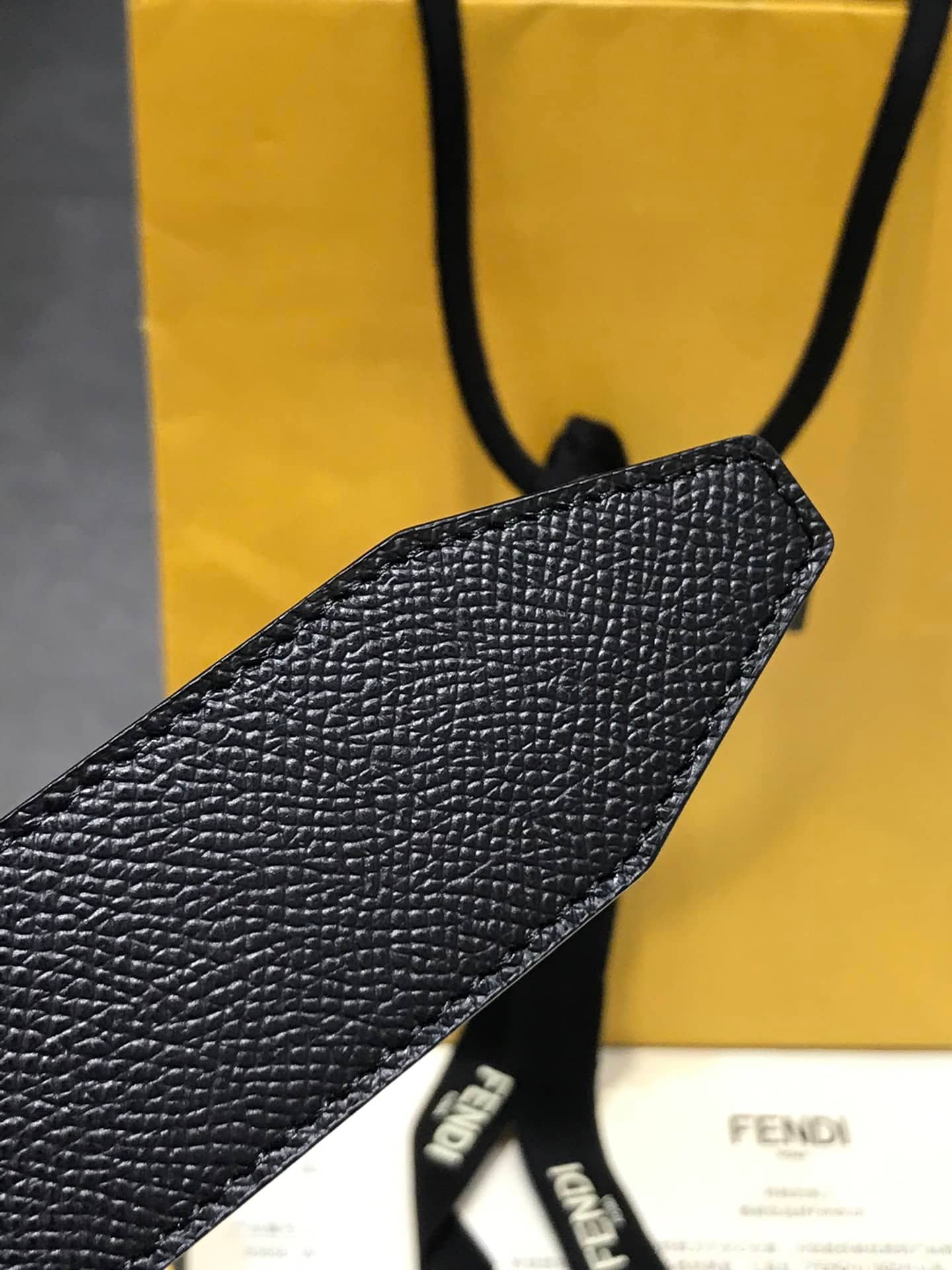 F**di Reversible Black Leather Belt Yellow 40Mm