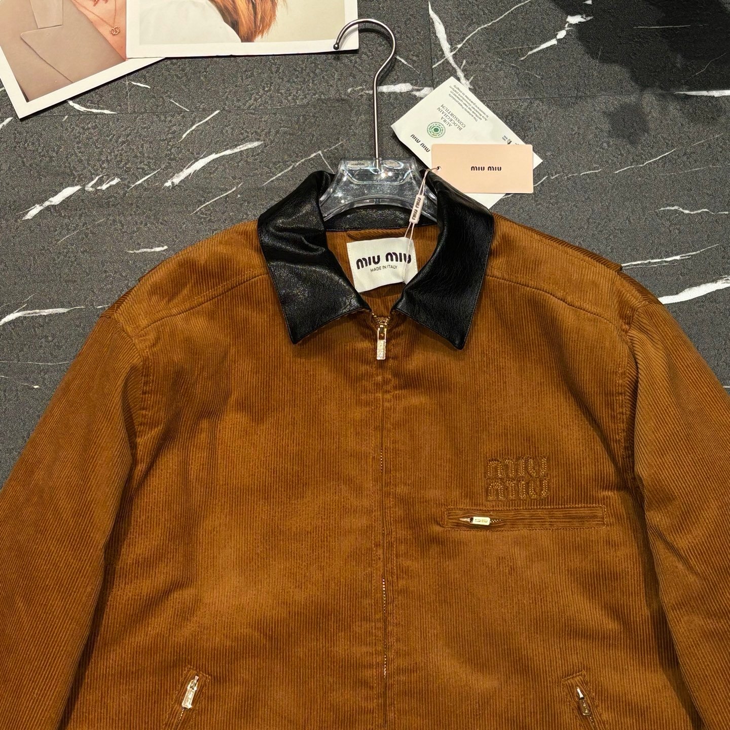 Miu Miu Padded Corduroy Blouson Dark Beige Ml1336 1795 F0346 S Ooo