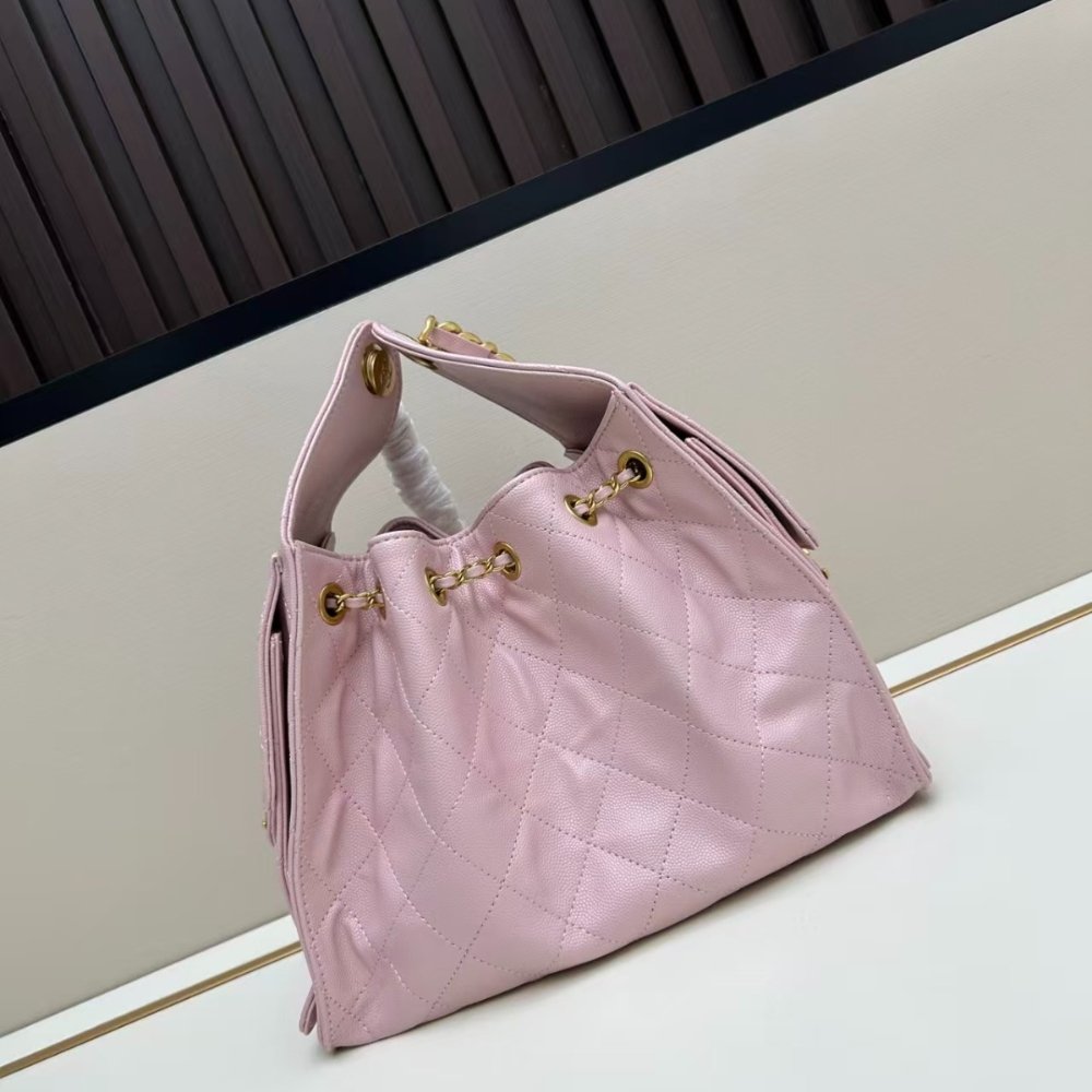 Ch**el 25 Small Handbag Grained And Gold Tone Metal Light Pink 26Cm AS5293 B20304 NAGEO