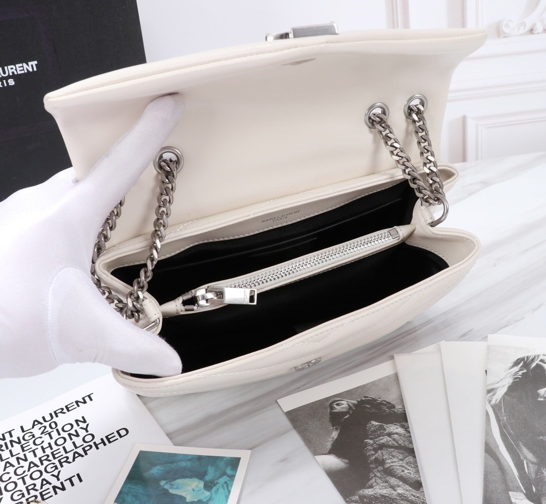 Sa1nt Lau*nt Loulou Small Chain Bag In Matelassé Y Leather White Silver 23Cm 494699Dv7269207