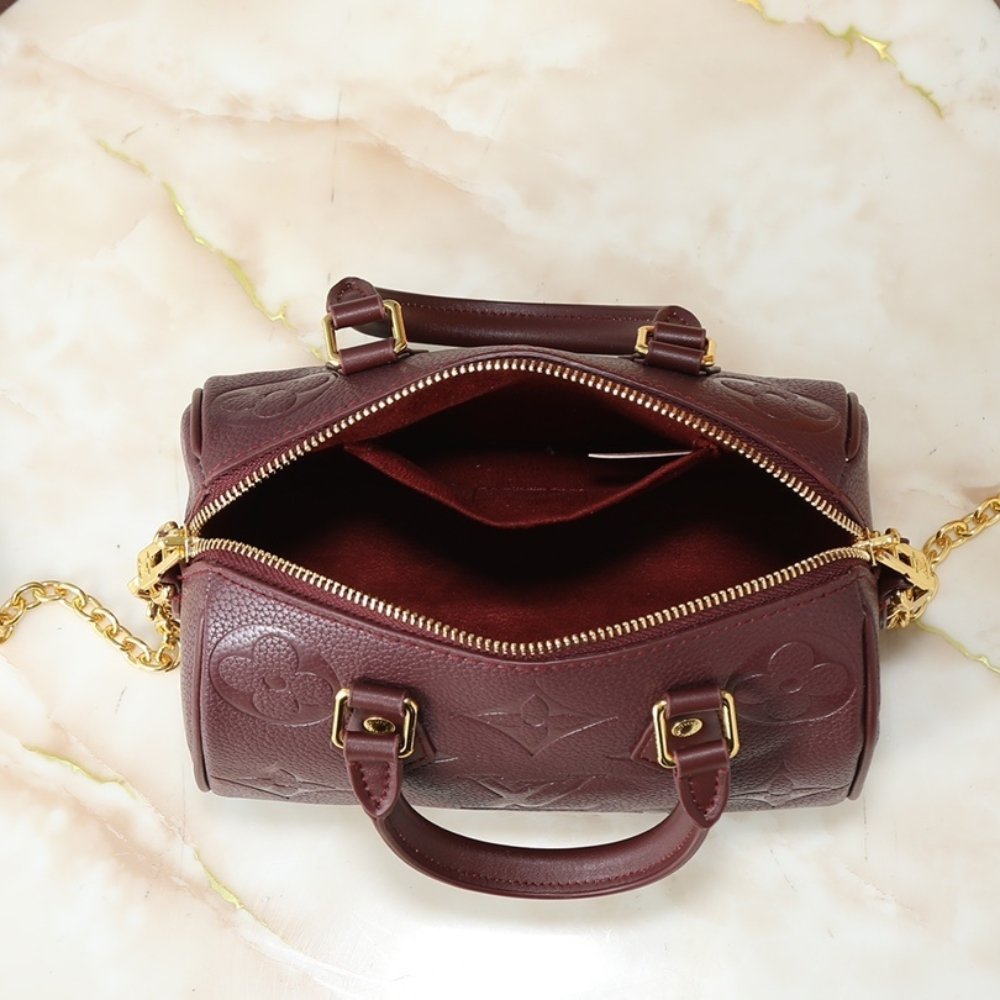 L0vis Vvtt0n Speedy Bandouliere 20 Monogram Empreinte Grenat Red 20Cm M25929