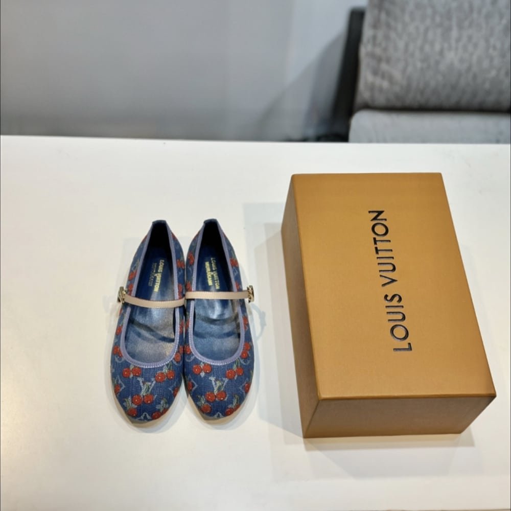 L0vis Vvtt0n X Takashi Murakami Romy Flat Ballerina Monogram Cherry Denim 1Ahkov