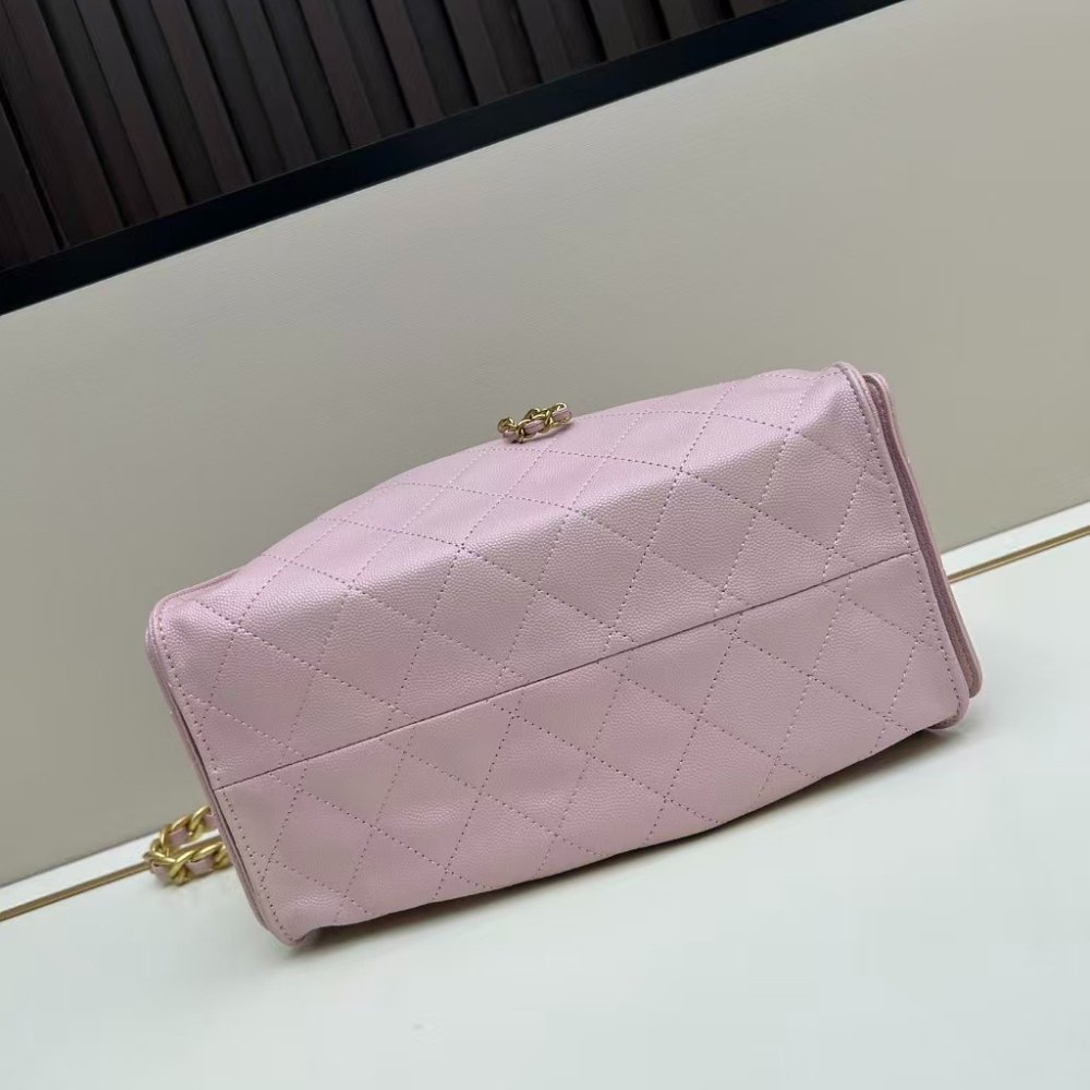 Ch**el 25 Small Handbag Grained And Gold Tone Metal Light Pink 26Cm AS5293 B20304 NAGEO