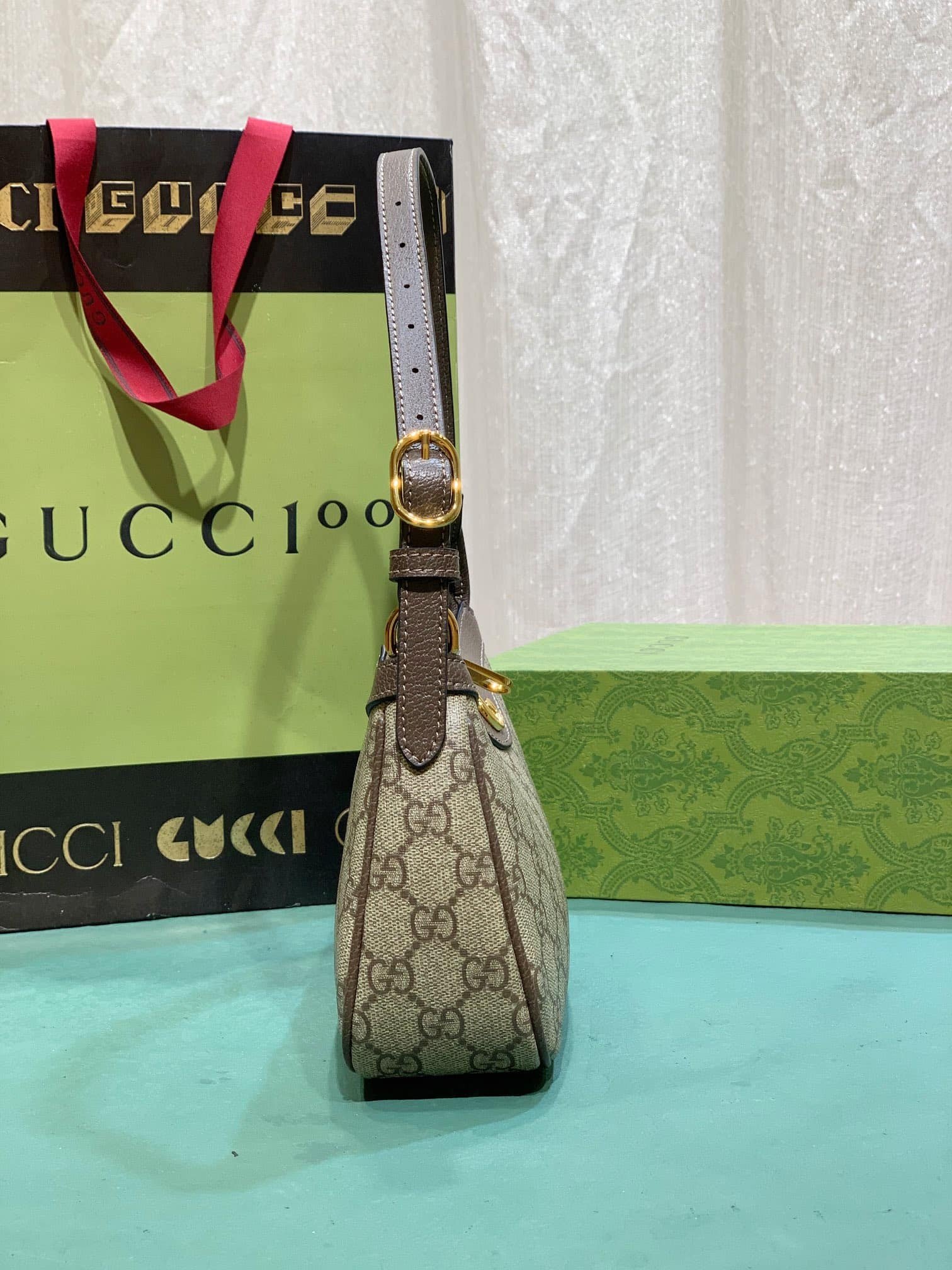 Gvc*1 Ophidia Small Shoulder Bag Beige And Dark Brown 25Cm 735145 Kaaad 8358