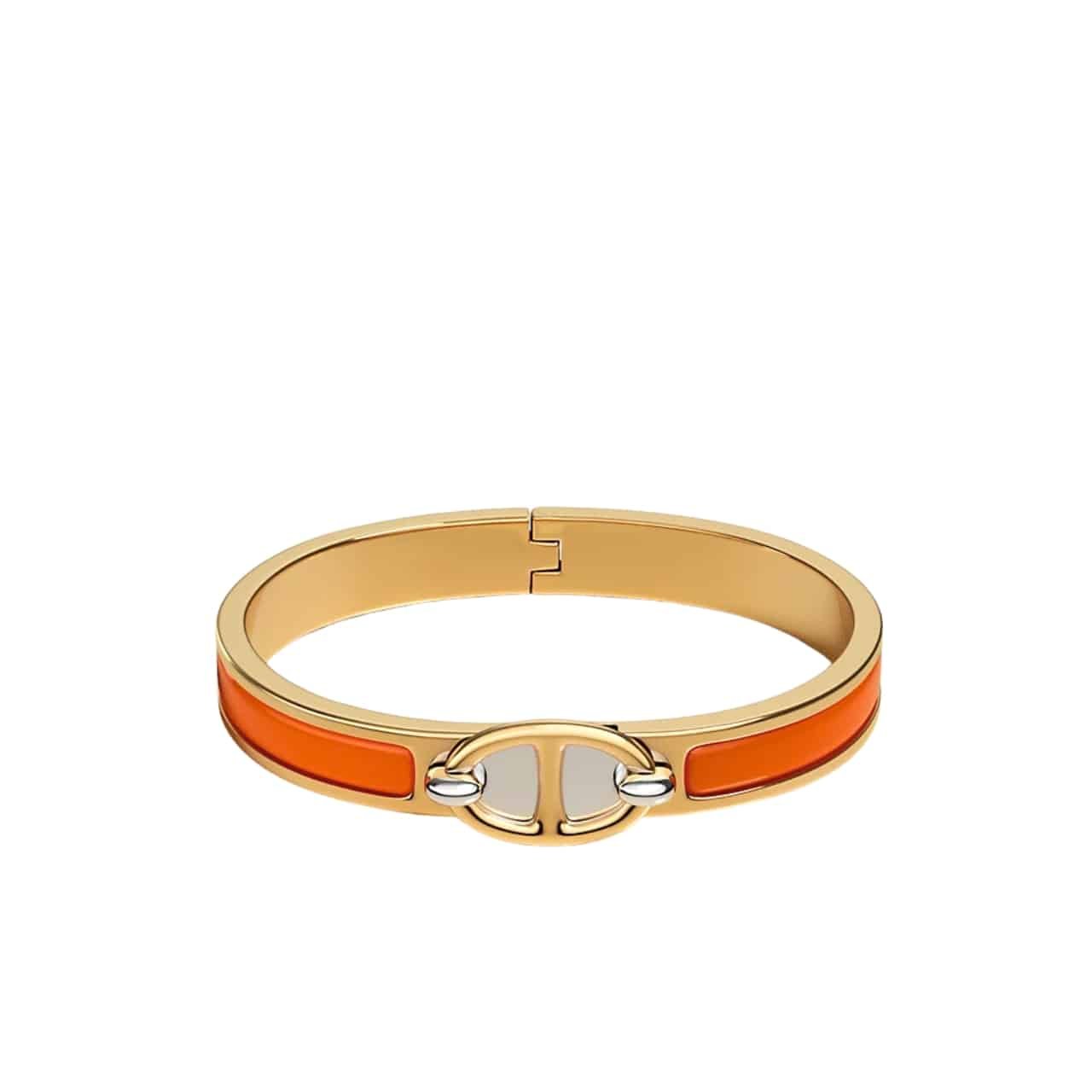 H**me5 Mini Clic Chaine D’Ancre Bracelet Gold Tone With Orange H209000Fv8Apm