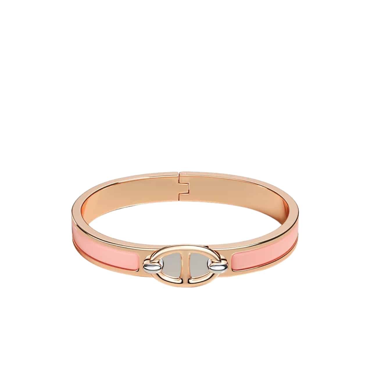 H**me5 Mini Clic Anchor Chain Bracelet Rose Gold Tone With Light Pink H209000Fo1Zpm