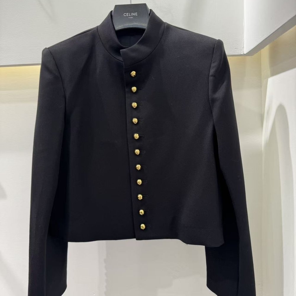 Ce1i*e Military Jacket In Diagonal Wool Black 2V34P092D 38No