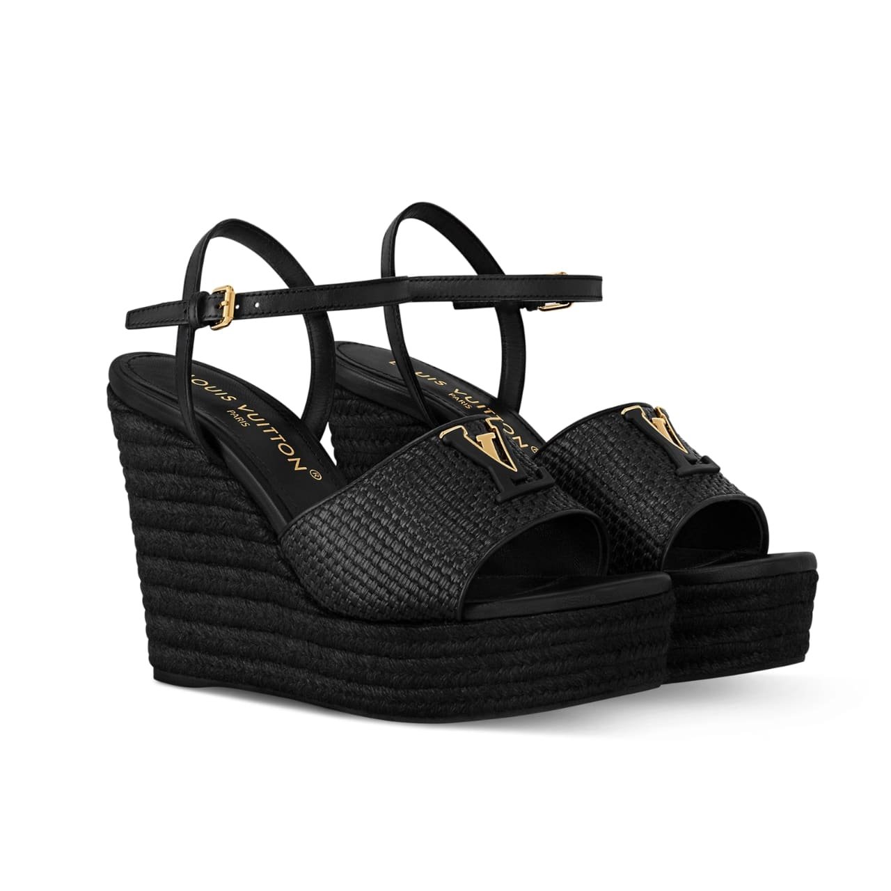 L0vis Vvtt0n Mare Wedge Sandals Black 1Ahllk