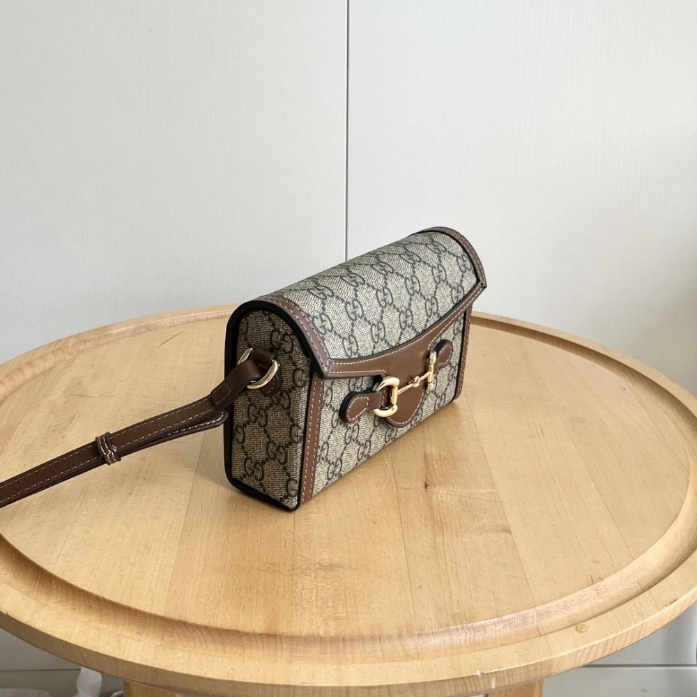 Gvc*1 Horsebit 1955 Mini Bag ‎Beige And Dark Brown Gg Svp*me 18Cm ‎699296 92Tcg 8563
