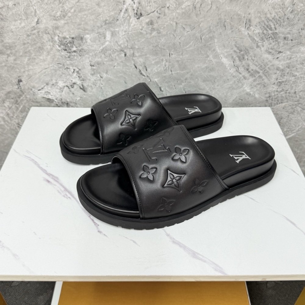 L0vis Vvtt0n Miami Mule Monogram Embossed Synthetic Black 1Adgfe