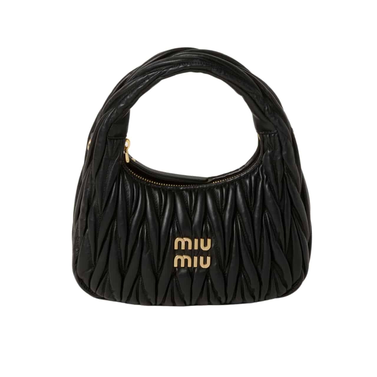 M1um1u Wander Matelassé Nappa Hobo Bag Black 20Cm 5Bc125 An88 F0002 V Ooy