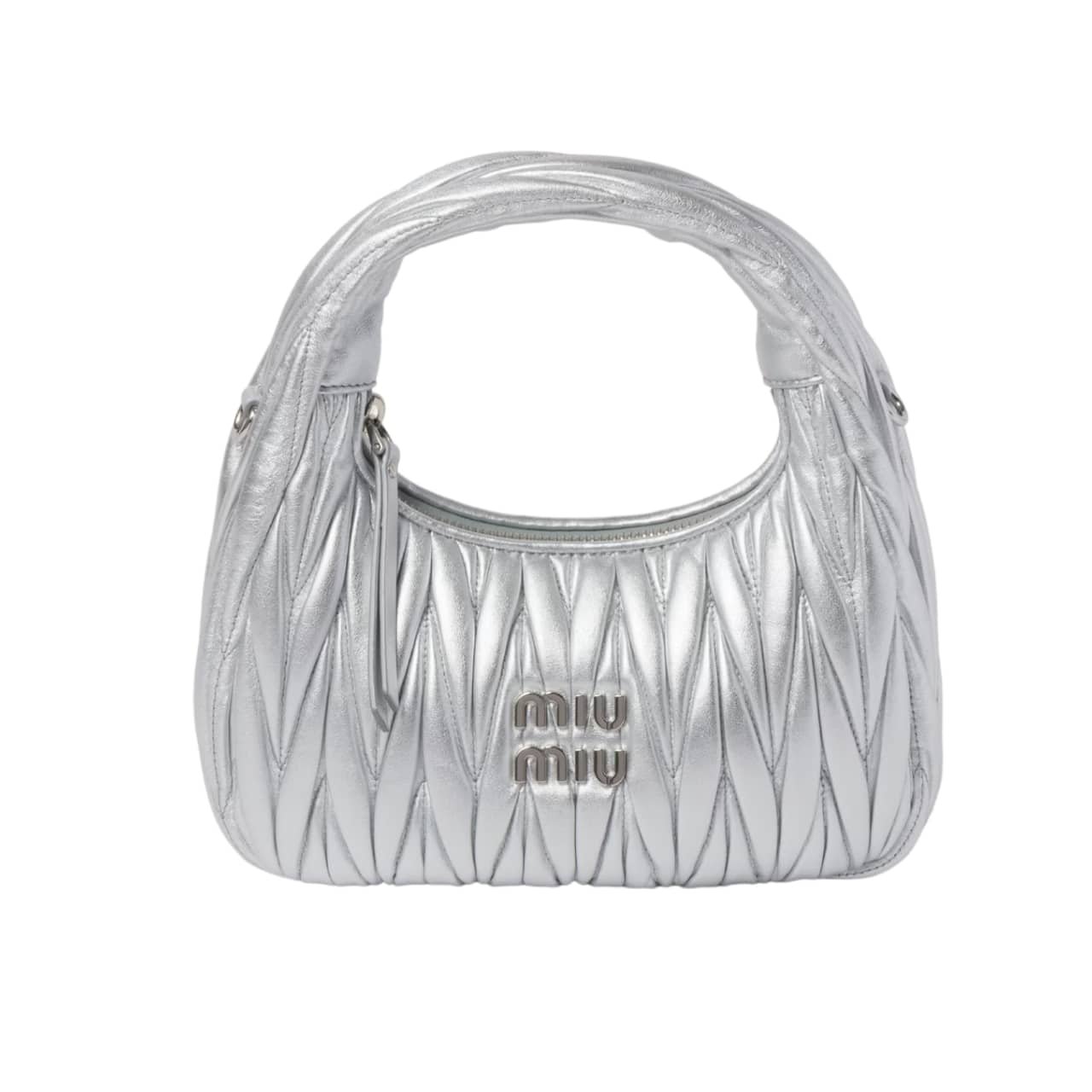 M1um1u Wander Matelassé Nappa Hobo Bag Silver 23Cm 5Bc125 An88 F0118 V Ooy