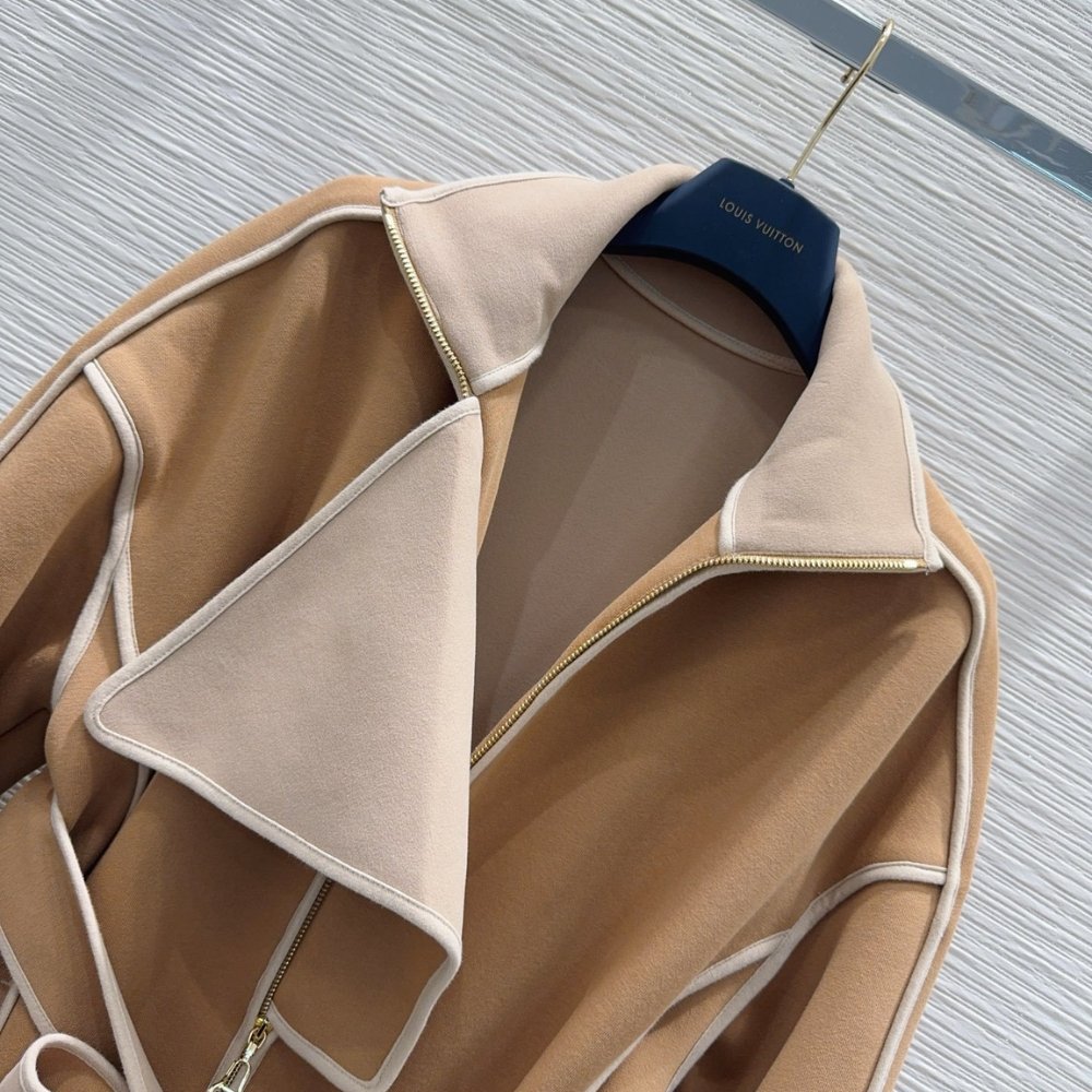 L0vis Vvtt0n Monogram Accent Knitted Coat Camel Beige 1Ahzfy