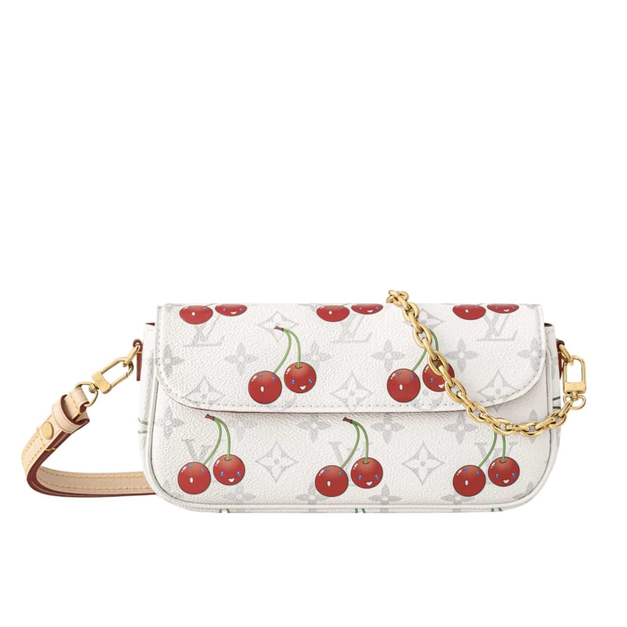 L0vis Vvtt0n X Murakami Wallet On Chain Ivy Monogram Cherry White 23Cm M14239