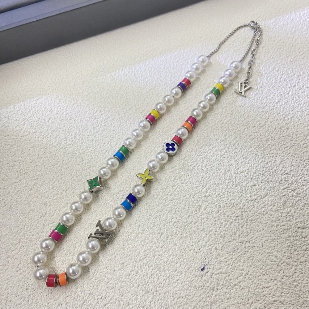 L0vis Vvtt0n Mng Pearls Party Necklace Multicolor With Silver Metal M01500