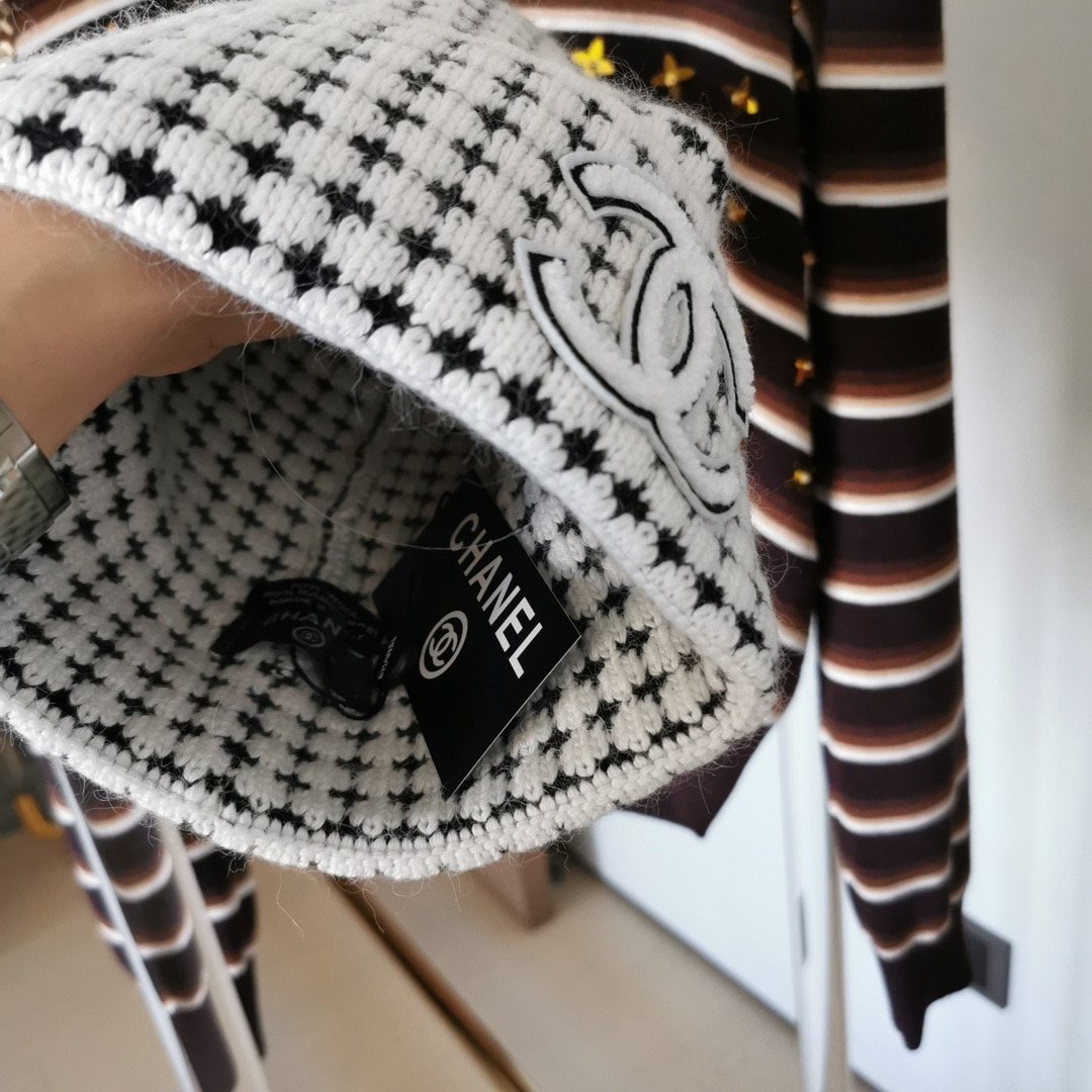 Ch**el Cc Wool Beanie White