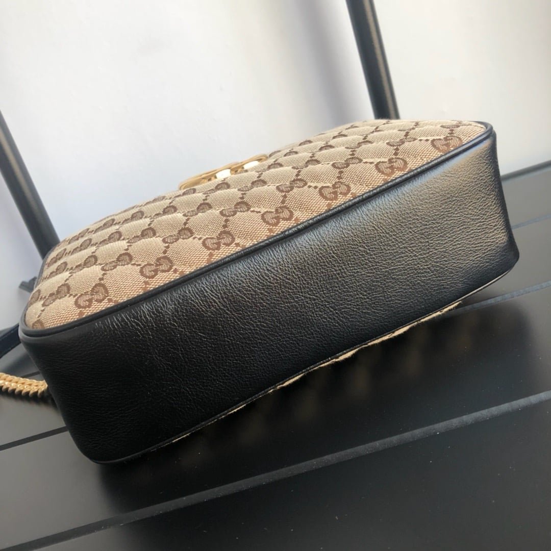 Gvc*1 Gg Marmont Small Shoulder Bag Beige Ebony 24Cm 447632 Hvkeg 9772