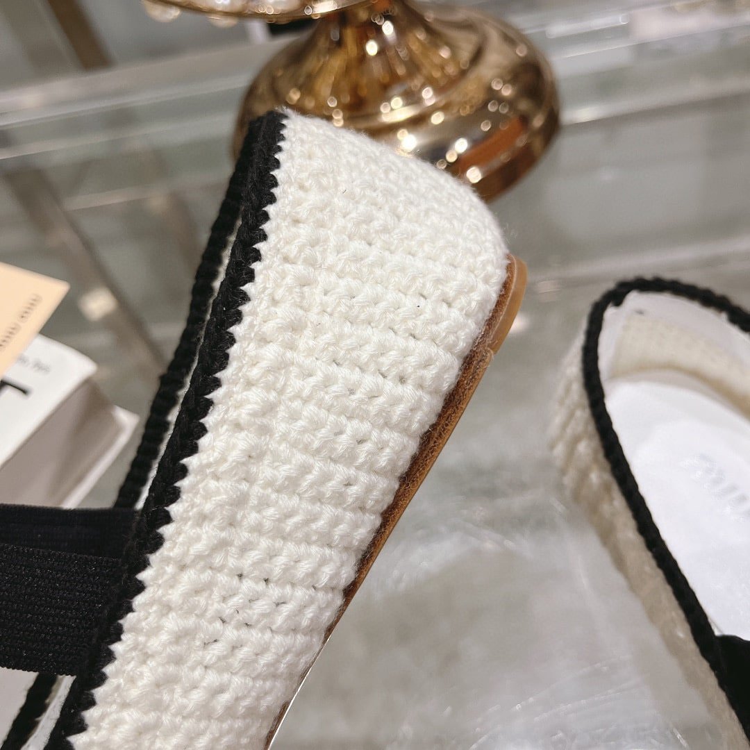 M1um1u Crochet Knit Ballerina Shoes White 5F138E 2Cq2 F0C56 F 005
