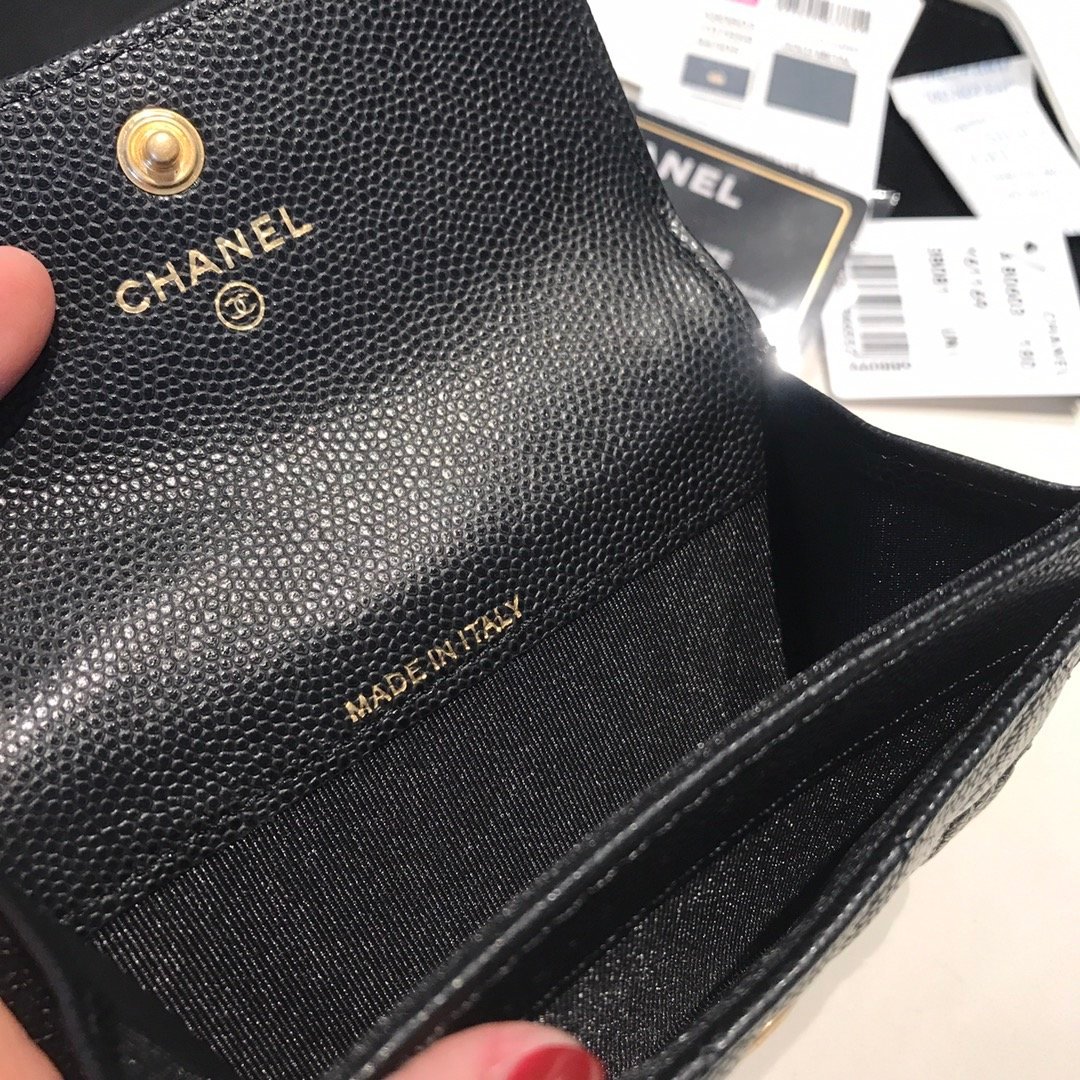 Ch**el Boy Flap Card Holder Black 11Cm A80603 Y07659 94305