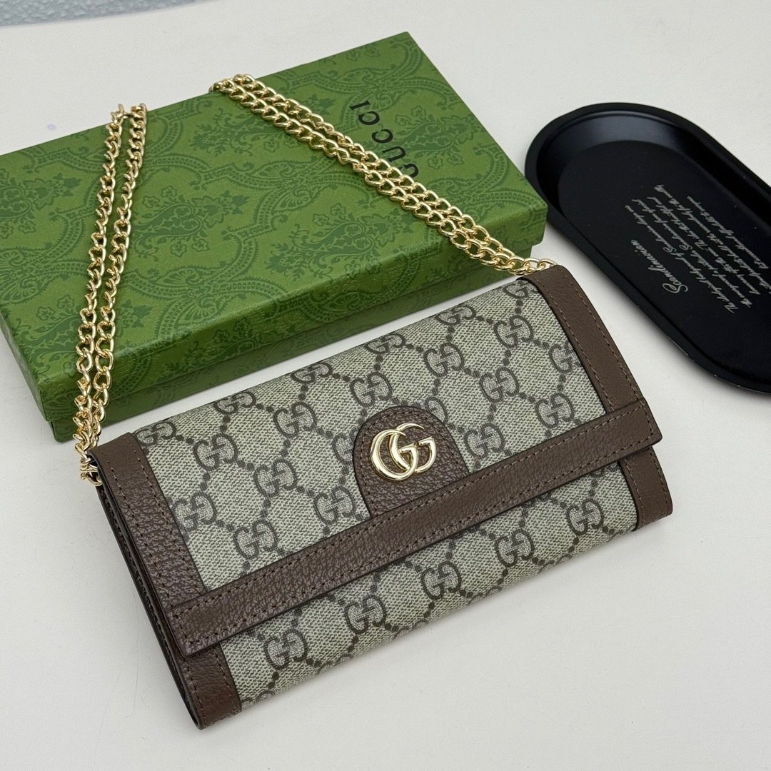 Gvc*1 Ophidia Chain Wallet Beige Gg Svp*me Canvas 19Cm 772309K9Gsg8367