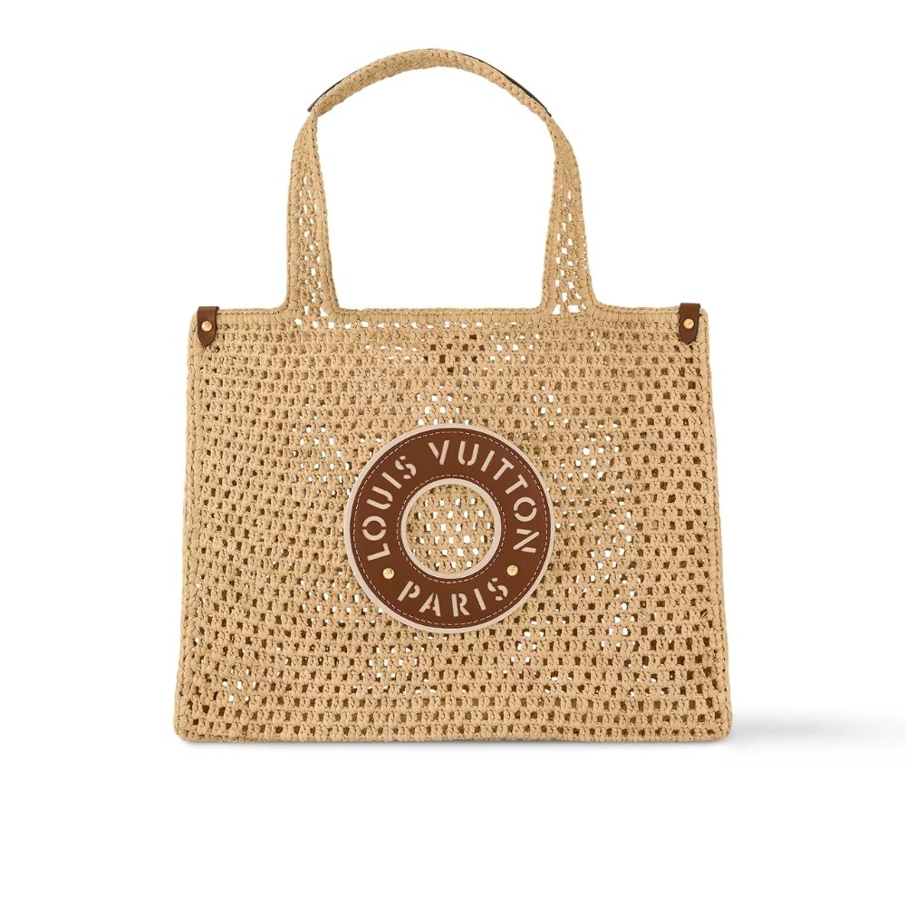 L0vis Vvtt0n Onthego MM Natural Raffia Tan 37Cm M24723