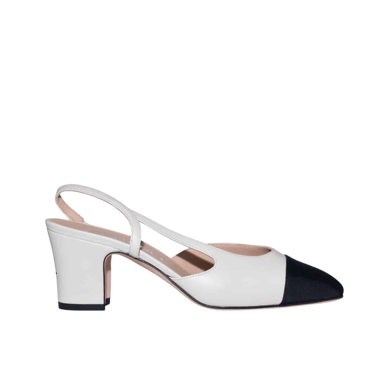 Ch**el Slingbacks Goatskin And Grosgrain White