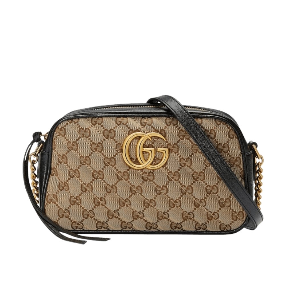 Gvc*1 Gg Marmont Small Shoulder Bag Beige Ebony 24Cm 447632 Hvkeg 9772