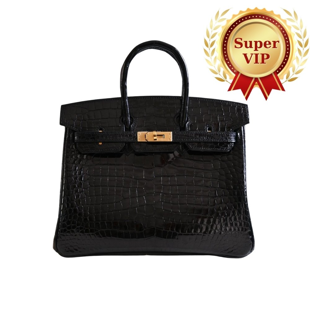 [S*per Vip 1:1] H**me5 Birkin 30 Shiny Porosus Crocodile Gold Hardware Black 30Cm