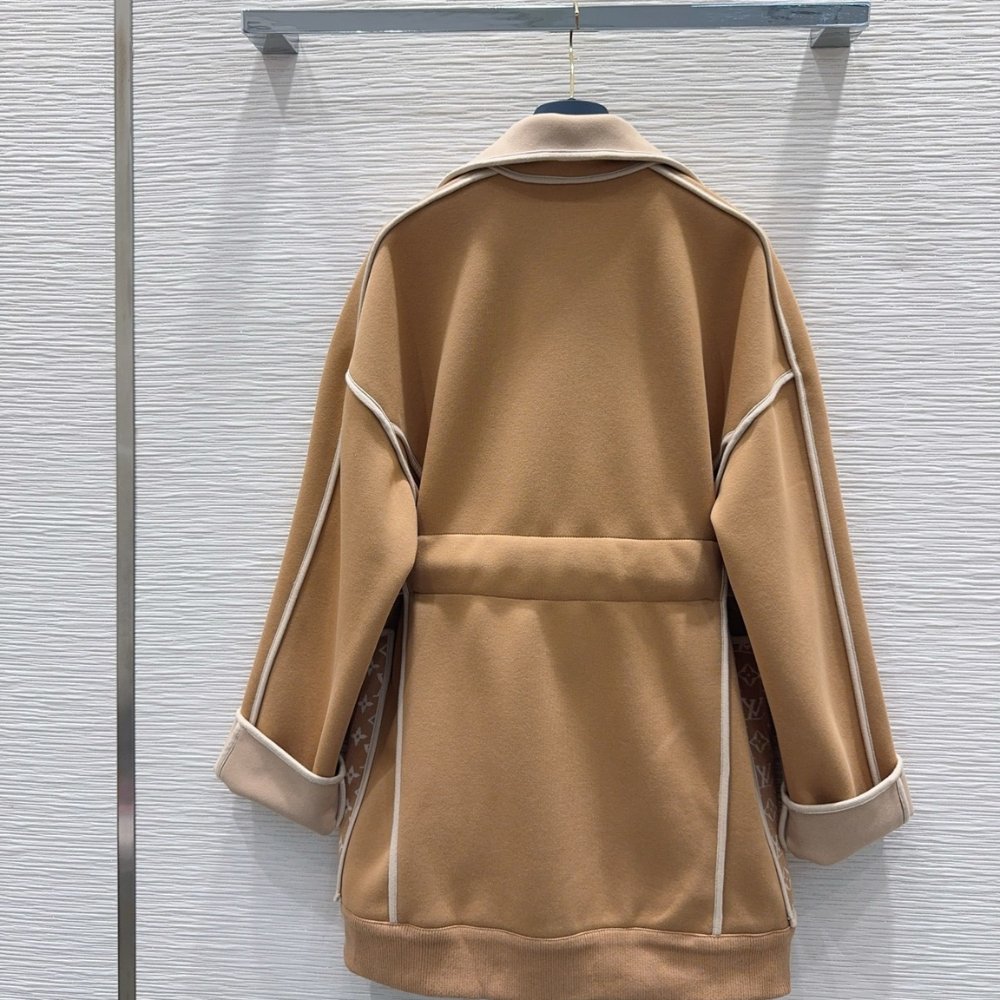 L0vis Vvtt0n Monogram Accent Knitted Coat Camel Beige 1Ahzfy