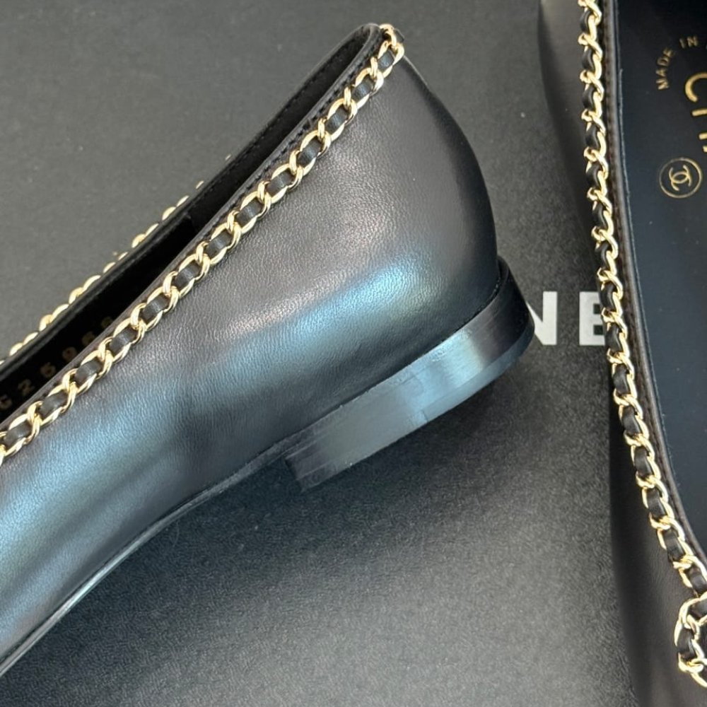 Ch**el Ballet Flats Black Leather G46663 B21588 94305