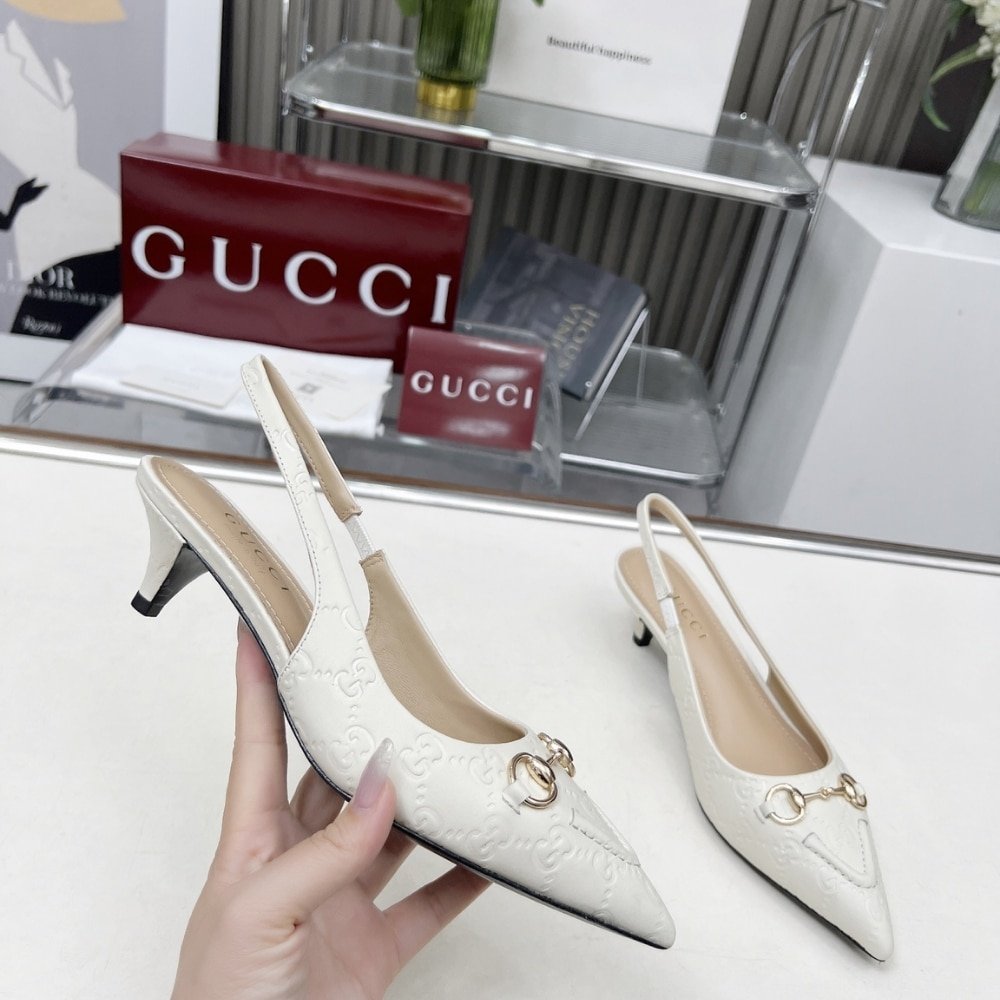 Gvc*1 Women Horsebit Slingback Pump White