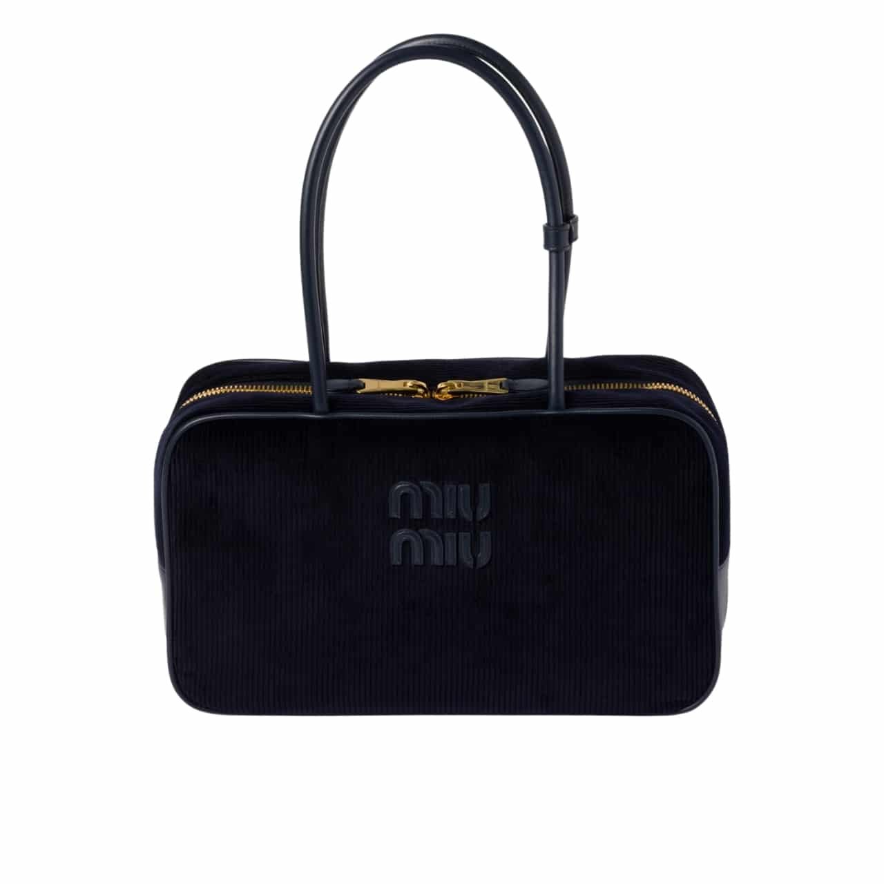 M1um1u Beau Corduroy Top Handle Bag Navy 35Cm 5Bb163 2F81 F0124 V Ooo