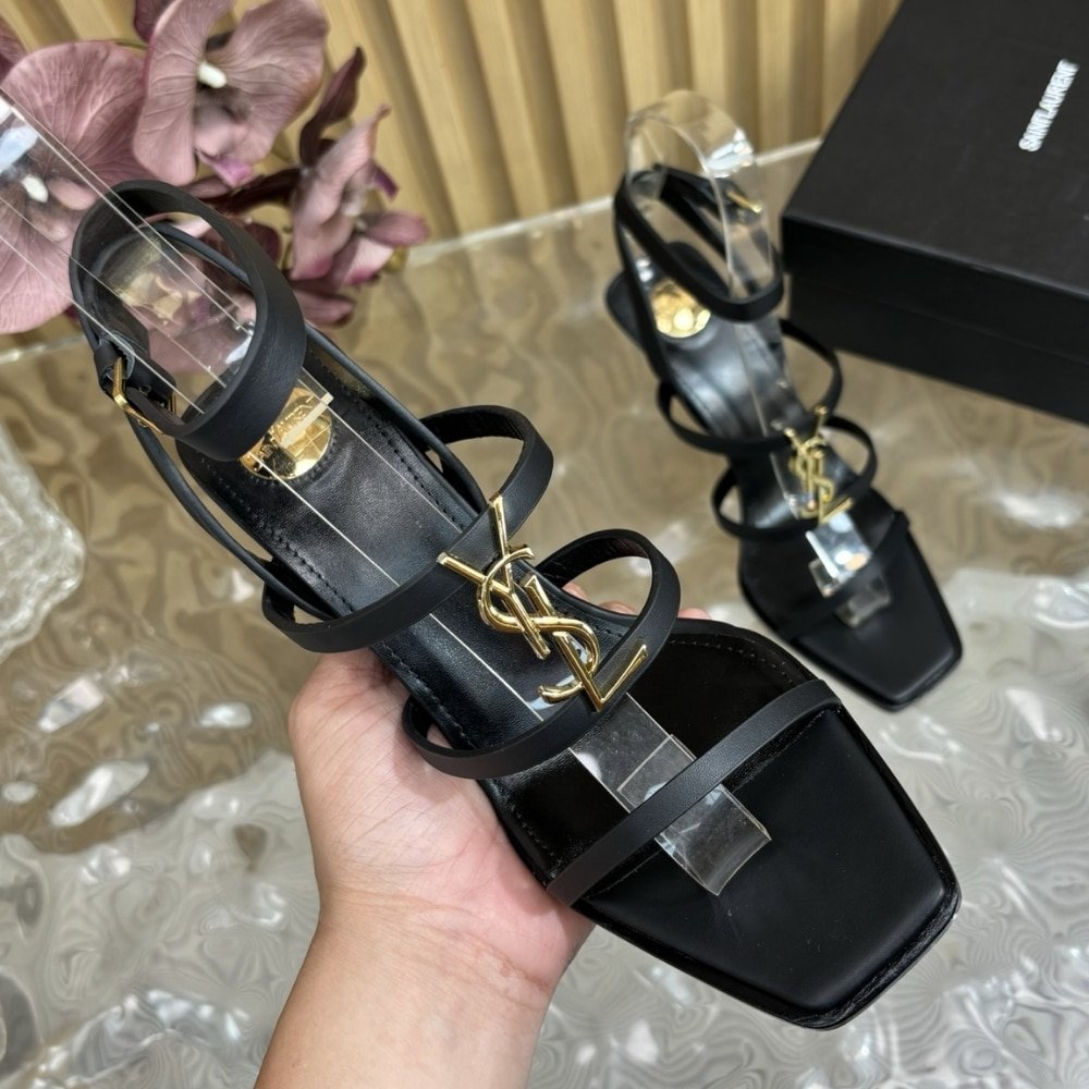 Sa1nt Lau*nt Cassandra Wedges In Smooth Leather Black 821090Dwedd1000