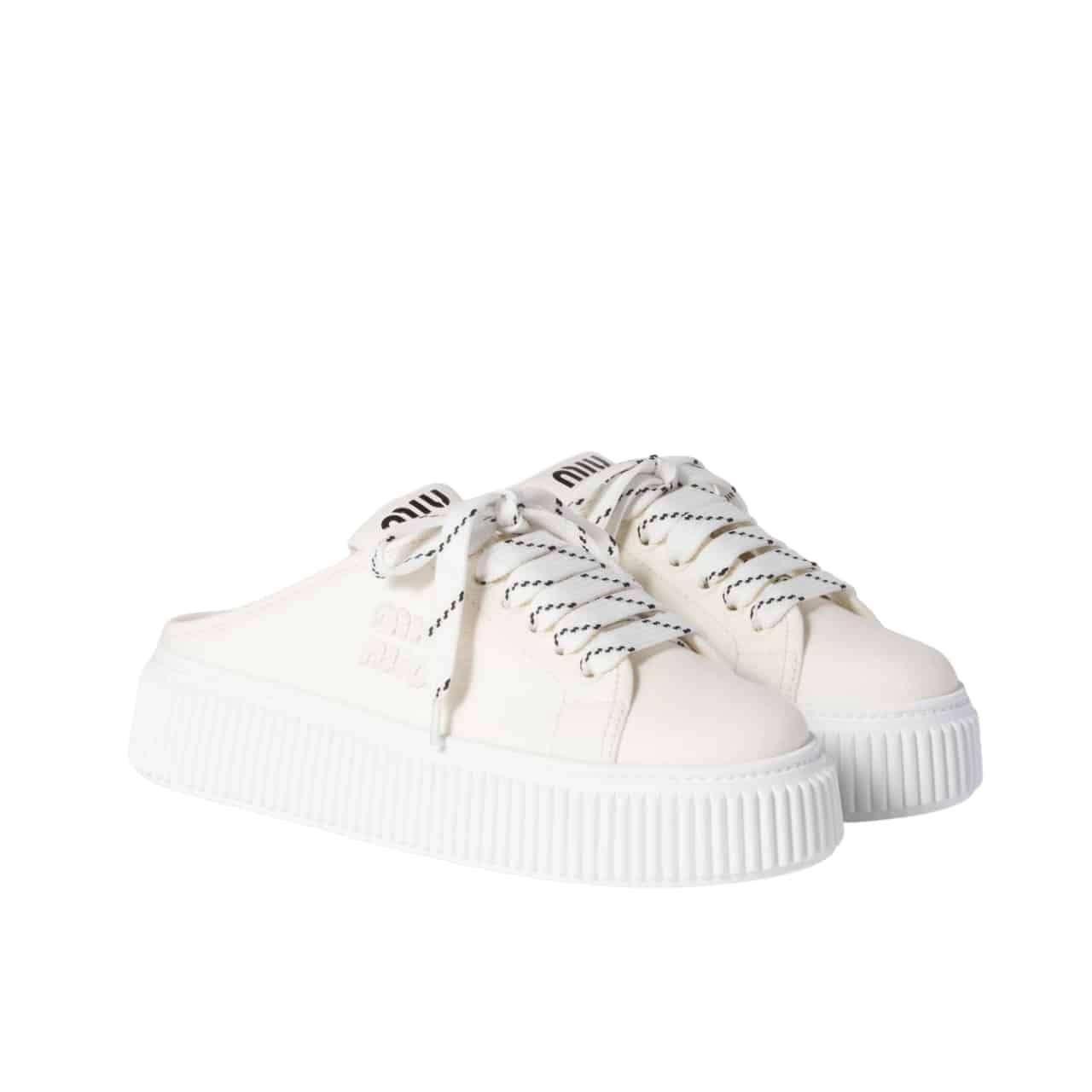 M1um1u Denim Sneaker Mules Ivory 5E390E 3Ars F0304 F 005