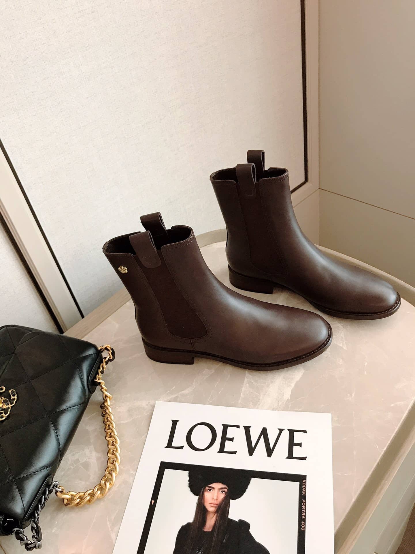 Ch**el Ankle Boots With Elastic Side Panels Brown