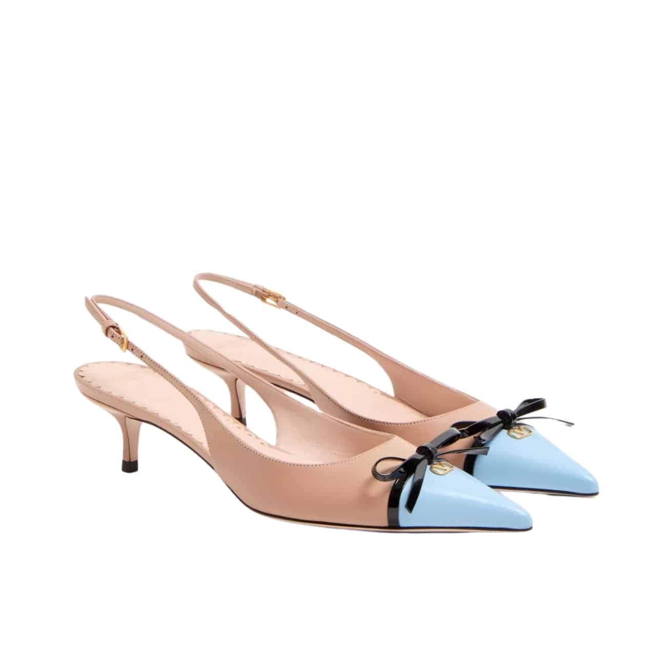 Va1e*ntin0 Bepointy Slingback Pumps Beige And Blue 6W2S0Ll3Yea Cvk
